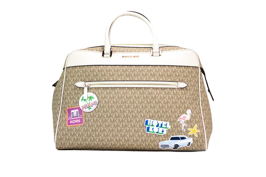 Michael Kors Harrison Admiral Signature PVC Duffle Travel Weekend Luggage Bag